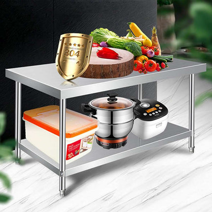 Stainless Steel Work Table 150x60x80cm 2 Tier