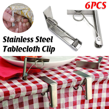 6pcs Stainless Steel Tablecloth Clips Table Cover Holders for Desktop Picnic