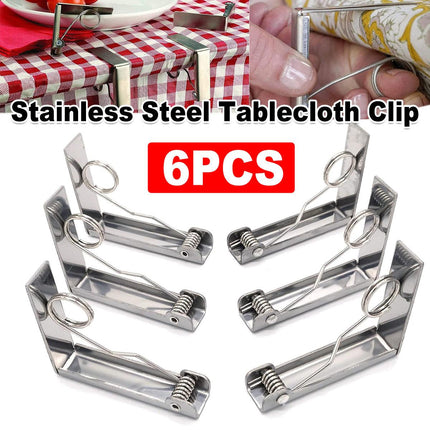 6pcs Stainless Steel Tablecloth Clips Table Cover Holders for Desktop Picnic