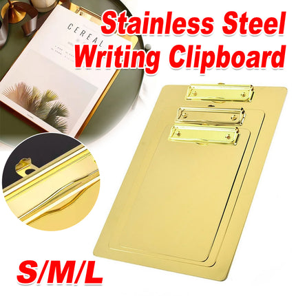 Stainless Steel Writing Board Durable with Clip Office School Home Note-Taking