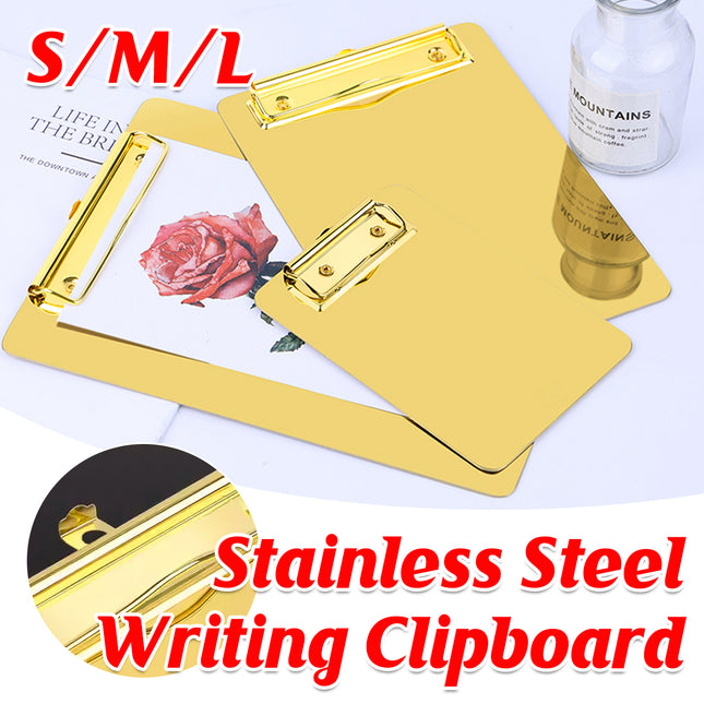 Stainless Steel Writing Board Durable with Clip Office School Home Note-Taking