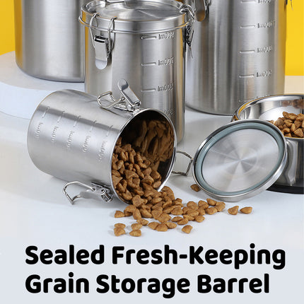 Stainless Steel Pet Food Storage Bucket Dog Cat Grain Container Bin Kitchen