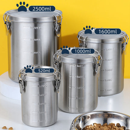 Stainless Steel Pet Food Storage Bucket Dog Cat Grain Container Bin Kitchen