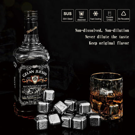 304 Stainless Steel Reusable Ice Cubes For Whiskey Wine Chilling Freezing Set