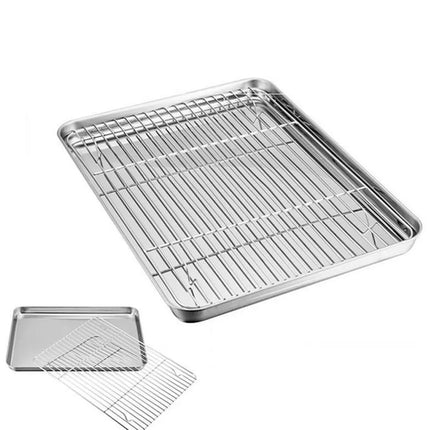 Stainless Steel Baking Tray With Cooling Rack Kitchen Cookie Oven Sheet Pan Set