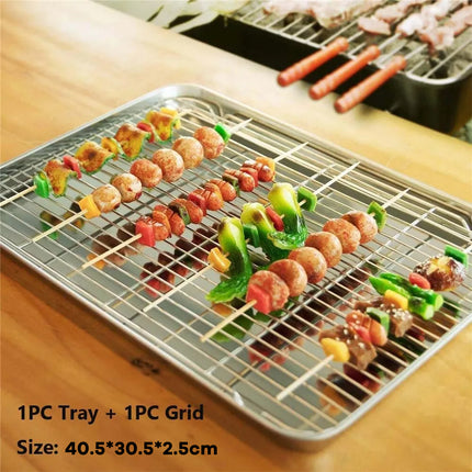 Stainless Steel Baking Tray With Cooling Rack Kitchen Cookie Oven Sheet Pan Set