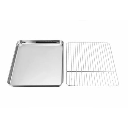Stainless Steel Baking Tray With Cooling Rack Kitchen Cookie Oven Sheet Pan Set