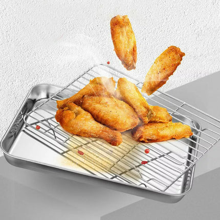 Stainless Steel Baking Tray With Cooling Rack Kitchen Cookie Oven Sheet Pan Set