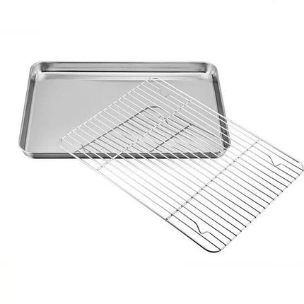 Stainless Steel Baking Tray With Cooling Rack Kitchen Cookie Oven Sheet Pan Set