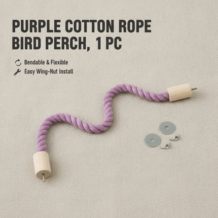 Bendable Cotton Rope Parrot Perch Bird Climbing Stand Toy Purple 3 Sizes