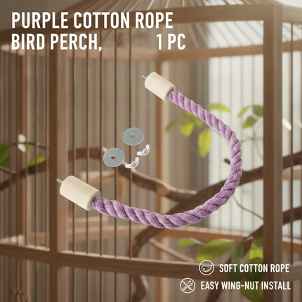 Bendable Cotton Rope Parrot Perch Bird Climbing Stand Toy Purple 3 Sizes