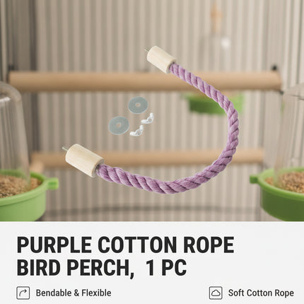 Bendable Cotton Rope Parrot Perch Bird Climbing Stand Toy Purple 3 Sizes