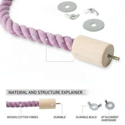 Bendable Cotton Rope Parrot Perch Bird Climbing Stand Toy Purple 3 Sizes