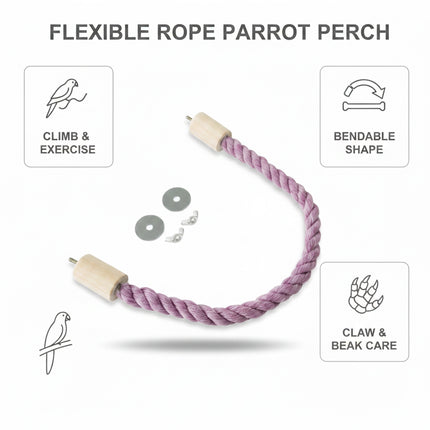 Bendable Cotton Rope Parrot Perch Bird Climbing Stand Toy Purple 3 Sizes