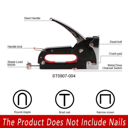 Heavy Duty Staple Gun Fastener Tool Tacker with Staples for Upholstery and Nails