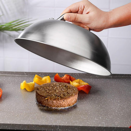 Stainless Steel Food Cover Dome Lid For Teppanyaki Grill Steak Cooking Kitchen