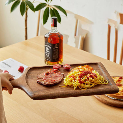 40cm Solid Wood Steak Serving Board Wooden Pizza Plate with Handle Hanging Loop