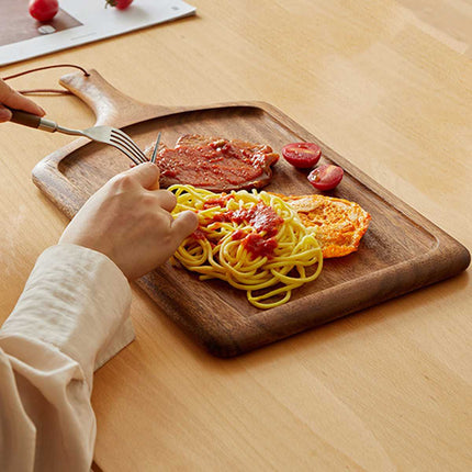 40cm Solid Wood Steak Serving Board Wooden Pizza Plate with Handle Hanging Loop