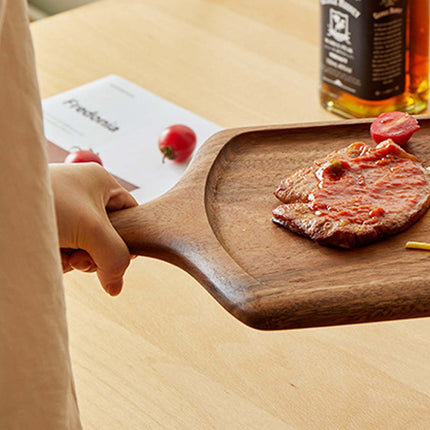 40cm Solid Wood Steak Serving Board Wooden Pizza Plate with Handle Hanging Loop