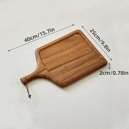 40cm Solid Wood Steak Serving Board Wooden Pizza Plate with Handle Hanging Loop