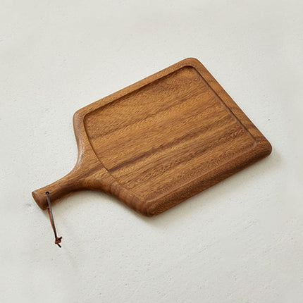 40cm Solid Wood Steak Serving Board Wooden Pizza Plate with Handle Hanging Loop