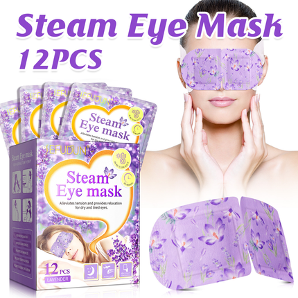 12PCS Lavender Steam Eye Mask Disposable Heated Relaxing Warm Compress Pads