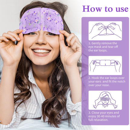 12PCS Lavender Steam Eye Mask Disposable Heated Relaxing Warm Compress Pads