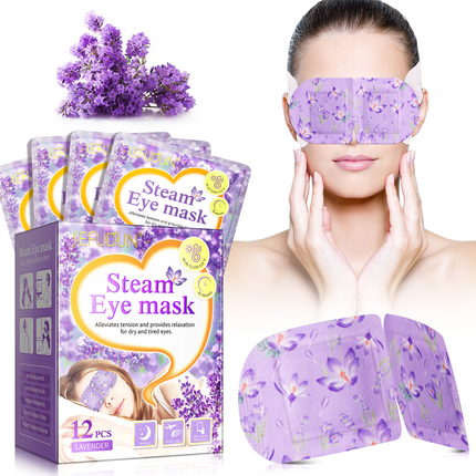 12PCS Lavender Steam Eye Mask Disposable Heated Relaxing Warm Compress Pads