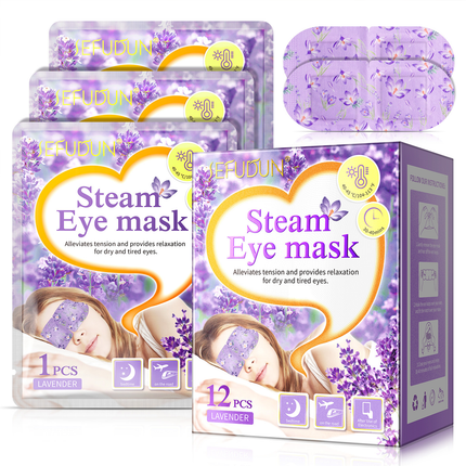 12PCS Lavender Steam Eye Mask Disposable Heated Relaxing Warm Compress Pads