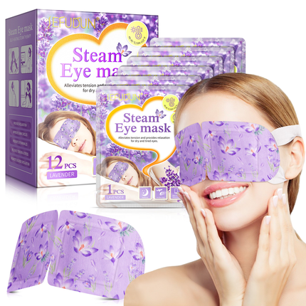 12PCS Lavender Steam Eye Mask Disposable Heated Relaxing Warm Compress Pads