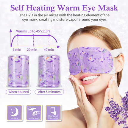 12PCS Lavender Steam Eye Mask Disposable Heated Relaxing Warm Compress Pads