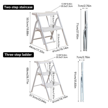 2 or 3-Layer Folding Step Stool with Non-Slip Pedals 150kg White