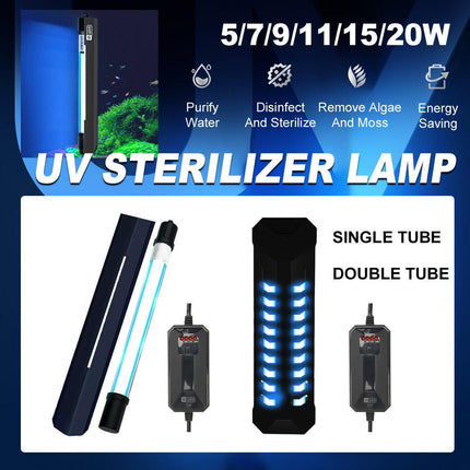 Fish Tank Germicidal Lamp UV Ultraviolet Water Disinfection Light for Aquarium