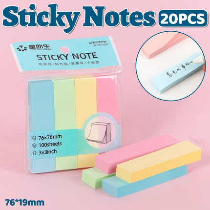 Pastel Sticky Note Strips 4 Colours 20 Pack