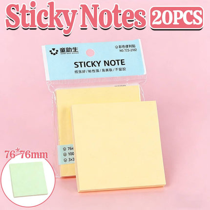 Square Sticky Notes 20 Pads 76mm Yellow or Green