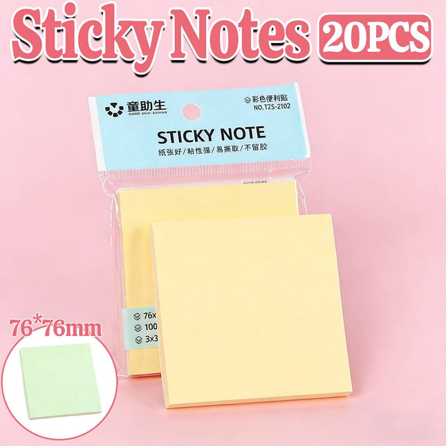 Square Sticky Notes 20 Pads 76mm Yellow or Green