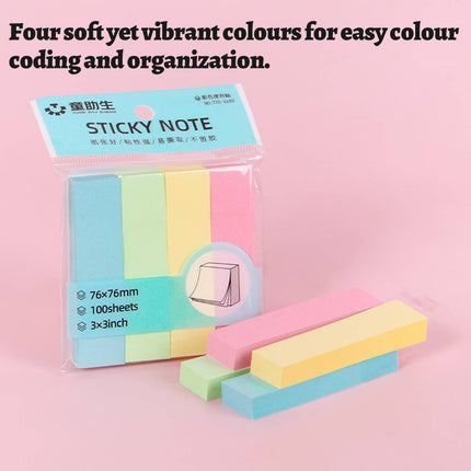 Pastel Sticky Note Strips 4 Colours 20 Pack