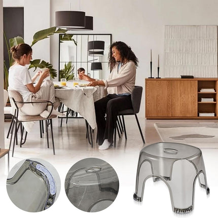 4pcs Transparent Plastic Stool Stackable Anti Slip 35.5 x 29.5 x 27cm Durable