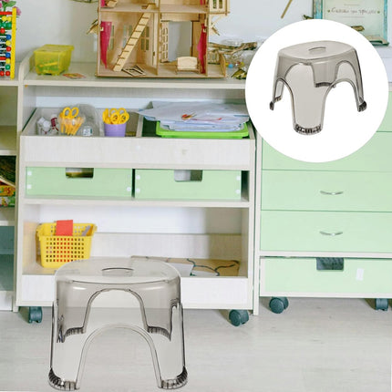 4pcs Transparent Plastic Stool Stackable Anti Slip 35.5 x 29.5 x 27cm Durable