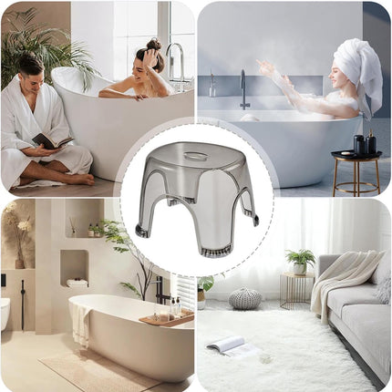 4pcs Transparent Plastic Stool Stackable Anti Slip 35.5 x 29.5 x 27cm Durable