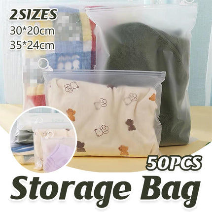 Drawstring Bag Set 50PCS Frosted Travel Storage Bags Transparent Organizer