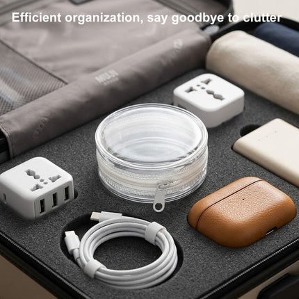 Clear Round Cable Storage Pouches 5 Pack Three Sizes