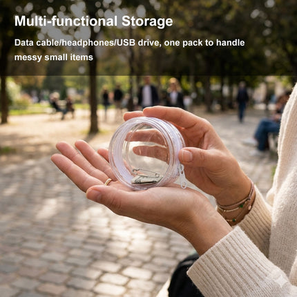 Clear Round Cable Storage Pouches 5 Pack Three Sizes