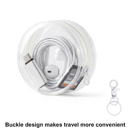 Clear Round Cable Storage Pouches 5 Pack Three Sizes