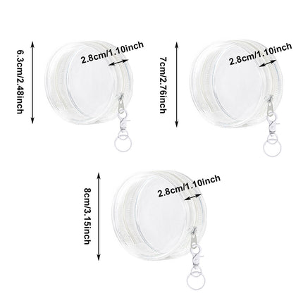 Clear Round Cable Storage Pouches 5 Pack Three Sizes