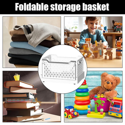 Foldable Stackable Storage Crate Plastic Basket Home Organiser 38.5 x 29 x 23cm