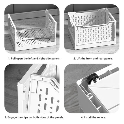 Foldable Stackable Storage Crate Plastic Basket Home Organiser 38.5 x 29 x 23cm