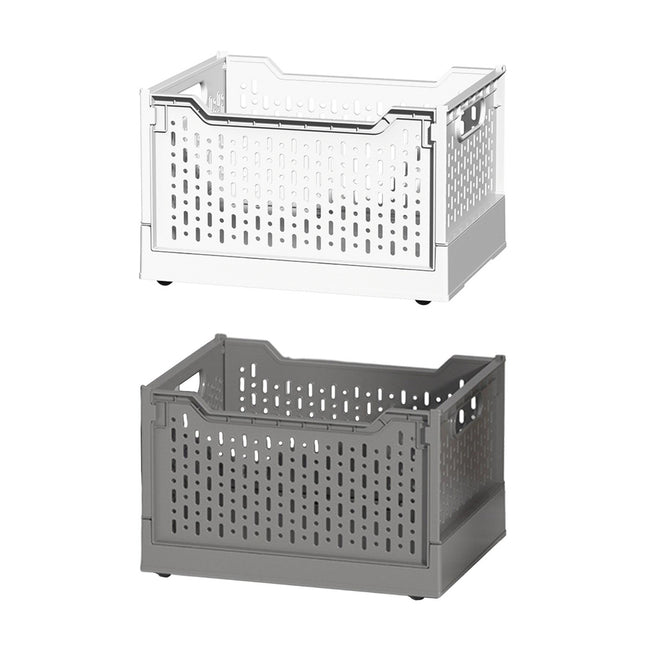 Foldable Stackable Storage Crate Plastic Basket Home Organiser 38.5 x 29 x 23cm