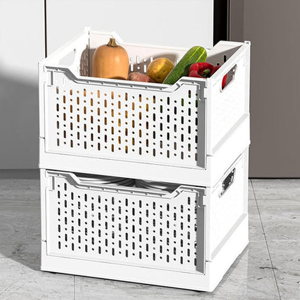 Foldable Stackable Storage Crate Plastic Basket Home Organiser 38.5 x 29 x 23cm