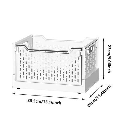Foldable Stackable Storage Crate Plastic Basket Home Organiser 38.5 x 29 x 23cm